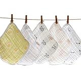 MIUSE　ベビーガーゼハンカチ　６重　新生児ハンカチ　フェイスハンカチ　赤ちゃんタオル　良い肌さわり　１００％綿　５枚 (画像５枚)