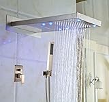 Rozin ® LEDライト雨ウォーターフォール浴室シャワー蛇口ハンドヘルドスプレーツヤ消しニッケル