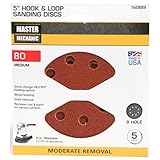 Ali Industries 160890 Master Mechanic 5 Pack 5 -Inch 60 Grit Medium 8 Hole Hook and Loop Sanding Dis