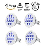 Derlights 36W 青色光 LED電球 植物育成 サンプランター 水耕栽培ランプ 室内用 口金E26 LED 植物育成用ランプ　プラントライト 園芸 (四つ よっつ)