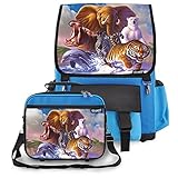 Kidaroo High Quality School Backpack & Lunchbox for Boys, Girls, Kids With Wildlife Planet Interchan