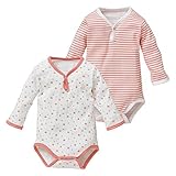 西松屋 EFD 2枚組長袖ワンボタンロンパース肌着（小花・ボーダー）【70cm・80cm・90cm】 日本製 新生児 80