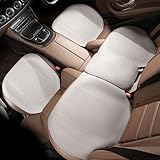 車用 シートカバー カーシートカバー シートクッション 高級PUレザー カーシートクッション 通気性メッシュ ダブルバックル固定 汗対策 クール 通気性 車用 9999+通気孔 フリーサイズ 車用 シートカバー 防水 運転席 助手席 座面 座席シート おしゃれ 車 内装 カーマッ (ホワイト, 運転席+助手席+後部座席3点セット)