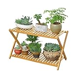 TIDLT フラワースタンドバンブーバルコニー屋内リビングルームクロスフロアスタンドフラワースタンド70 * 30 * 48CM (色 : 2)