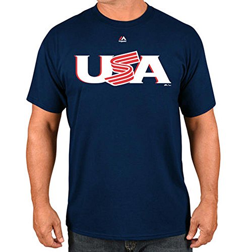 Majestic(マジェスティック) WBC アメリカ 2017 ワールドベースボールクラシック ワードマーク Tシャツ (ネイビー) - L