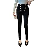 [ＪＱＢＦＬ] スキニーパンツ レディース ストレッチ パンツ ハイウェスト ロングパンツ ９分丈 スキニー ボトムス ペンシル 美脚 おしゃれ ストレートパンツ 黒