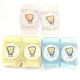 【Angelicate】クッション 入り ひざ当て 3色 セット ベビー 赤ちゃん 夏 メッシュ素材 サイズフリー (くまちゃん)