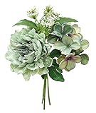 エルアーツ 造花 ピオニーミックスブーケ 花径10cm 全長21cm グリーン E3805-11