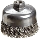 Weiler Wire Cup Brush, Threaded Hole, Steel, Partial Twist Knotted, Single Row, 4 Diameter, 0.035 Wi