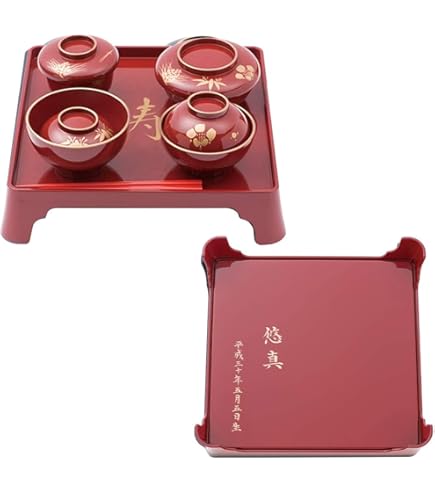 Amazon.co.jp: YU-1448昭和レトロお膳高足膳黒内朱塗り大膳