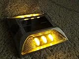 ソーラー充電式2×3LED（6LED） 黄色『常時点灯タイプ』道路鋲、路肩鋲、階段ランプ【 省エネ 】【 耐久性 】アルミ合金