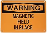 Brady 129334 Radiation and Laser Sign, Legend "Magnetic Field In Place", 10" Height, 14" Width, Blac