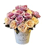 かなりの人工花シルク花バスケットローズブルーと偽の花