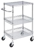 honey-can-do crt-01451 Heavy Duty Rollingユーティリティカート、クロムワイヤ3層ホーム供給、メンテナンスストア