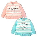 (グリーン/90cm)ベビー服 女の子 トレーナー ロゴプリント 裏起毛 裾フリル 女児 ベビー