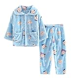ブルーベアフランネルキッズパジャマソフトSleepsuitコーラルベルベット寝間着Nightcloth