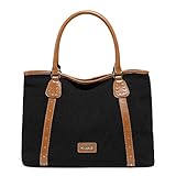 Kadell 女性キャンバストートバッグトップハンドル財布サッチェルショルダーバッグ ブラック