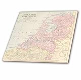 3dRose Vintage Holland and Belgium Map-Ceramic Tile, 6" (ct_178867_2) [並行輸入品]