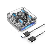 ORICO USB3.0 ハブ 4ポート 透明なボディー USB3.0の転送速度 5Gbpsまで 軽量 電源ポート付き、追加電源可能 MH4