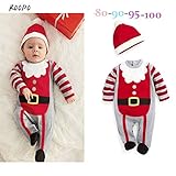 ロンパース クリスマス キッズ 男女兼用 赤ちゃん サンタクロース 帽子付き 仮装 hibote No.5 90