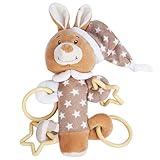 【Ani Mam Kids】ベビー用 かわいい 動物 ふわふわ にぎにぎ 音が鳴る 知育玩具 ナイトウェア着用 アニマル (うさぎちゃん)