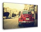 ヴィンテージVW Beetleフォルクスワーゲンキャンバス壁アート 44" X 26" DP_1446