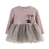 ワンピース 子供 Supplylink ドレス 赤ちゃん服 　長袖　 レース　女の子　可愛い　春 秋 冬　（ライトピンク）【対象月齢:1-2Y頃】