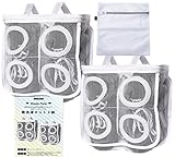 靴洗い 洗濯 ネット 【靴洗濯ネット 2組 + 洗濯ネット】セット 便利グッズ 靴 シューズ 洗い 専科 【Dream Party】日本語説明書付き (白色 2個口)dp401