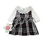 SnoLyni (JP) キッズワンピース フォーマル女児 サロペット Tシャツ チェック柄 キッズ春秋 服 子供 長袖 女の子 ガールズ ワンピース 2点セット オーバーオール結婚式 発表会 入園式
