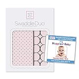 SwaddleDesigns SwaddleDuo 2 Piece with The Happiest Baby White Noise CD Bundle Modern Duo Pastel Pin