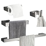 Bathfirst おしゃれ トイレットペーパーホルダー タオルリング タオルバー フック 4枚セット 304ステンレス製 壁掛け式 ブラシをかけられた バスルームアクセサリー ウォールマウント