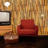 はがせるDIY壁紙シール + ハリーステッカー リフォームシール 粘着付き ランダムウッド 約50cm巾×1m単位 メートル販売