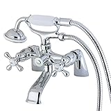 Elements of Design ES2671X Charleston Deck Mount Clawfoot Tub Filler with Hand Shower, 6- 1/2", Poli