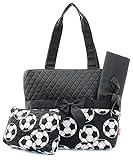Quilted Diaper Bag with Changing Pad andアクセサリーケース – 3ピース カラー: ブラック