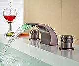 Rozin LED色ウォーターフォール浴室Basin蛇口3穴盆地ミキサータップ