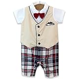 ベビー キッズ 子供服 ベビー服 フォーマル 男の子 カバーオール ロンパース 半袖 蝶ネクタイ ベージュ 70cm 20571506BE70