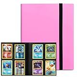 カードファイル カードバインダー シールファイル 4ポケット 160枚収納 表紙はPP素材 弾性包帯バインド カードシート他のゲームカードを集める (4ポケット, ピンク)