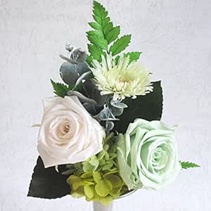 Amazon 初盆 お供え 仏花 プリザーブドフラワー 仏壇用 お盆 一輪挿しl グリーン 一輪 新盆 お悔やみ お供え花 お彼岸 志 造花 ミニ プリザーブドフラワー オンライン通販