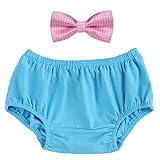新生児写真撮影小道具 子供服 ベビー服 夏 ショーツ蝶ネクタイ2点セット 赤ちゃん男の子 下着パンツ 3-24か月 パンツ コスチューム 寝相アート 着ぐるみ 出産祝い 可愛い (ブル&ピンク)