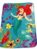 Disney Twin Size the Little Mermaid Ariel, Flounder, & Sebastian Raschel Mink Blanket Throw [並行輸入品]