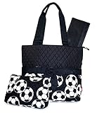 Black Soccer Quilted Diaper Bag with Changing Pad and Accessory Case - 3 Piece by NGIL [並行輸入品]