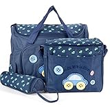 MKQPOWER 4pcs Baby Diaper Nappy Changing Bag Multi-functional Waterproof Mummy Shoulder Bag Bottle H