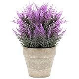MyGift Small人工植物で素朴なセラミックプランターポット パープル TB-DECO0671PUR
