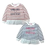 (ネイビー/90cm)子供服 女の子 トレーナー 長袖 ミニ裏毛 英字 ハートプリント ボーダー柄 裾フリル切替 Aライン 女児 ベビー