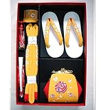 七五三 刺繍(マリ)はこせこセット 3サイズ5色/M(5歳用18cm) 黄