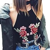 (Medium) - Creazy Women Hanging Embroidery Short Sling Vest Shirt Blouse (M)