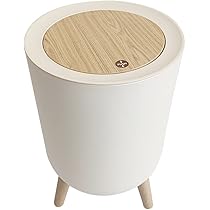 Amazon.co.jp: Trash Can, Wood Grain, Dust Box, One-Touch Lid, 7L