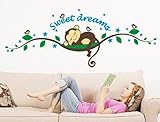 Sweet Dream Sleepy Little Monkey Rest on Tree Vine Monkey wall decal nursery wall decal by Rainbow F