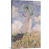 クロード・モネプレミアムシックラップキャンバス壁アート印刷題名Woman with Parasol turned to the Left、1886 32" x 48" BAL16615_24_32x4
