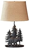 Hand Crafted Cast Metal Black Bear Lamp with Shade [並行輸入品]